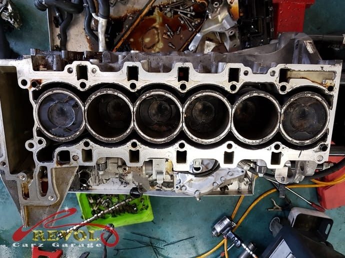 The worn bearings removed from the engine.