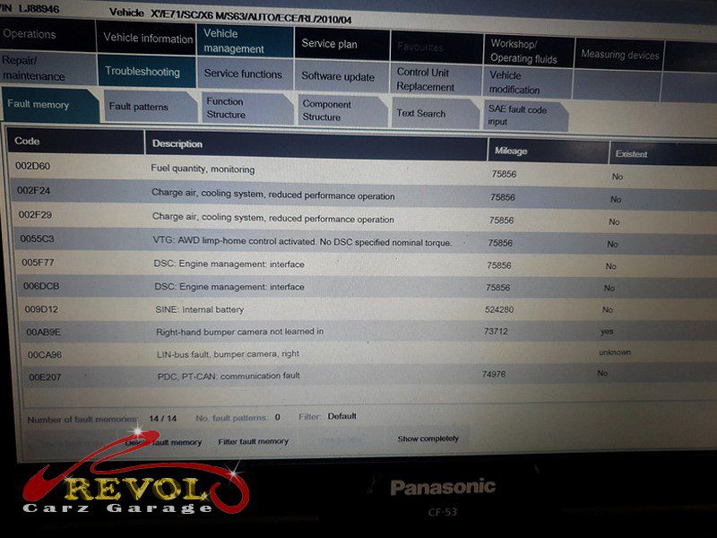 The BMW handset scan on the X6 pinpointing the misfiring cylinder.