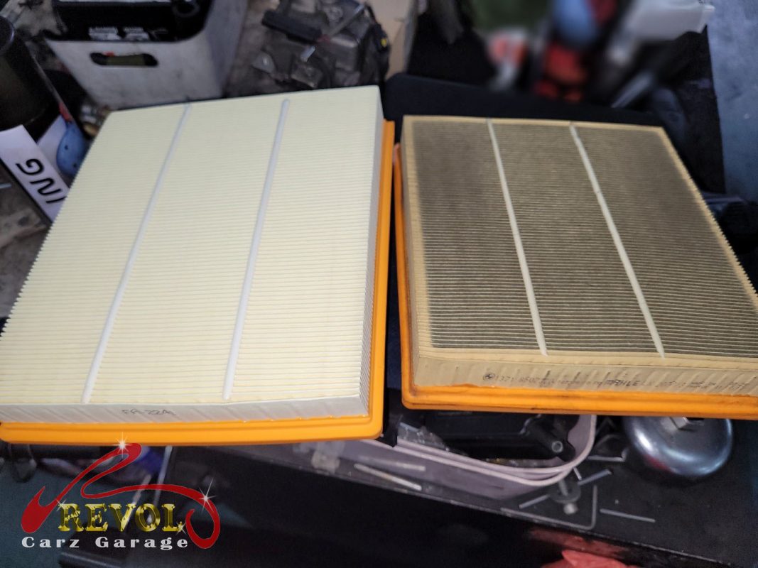 The air and cabin filters replaced during the service.