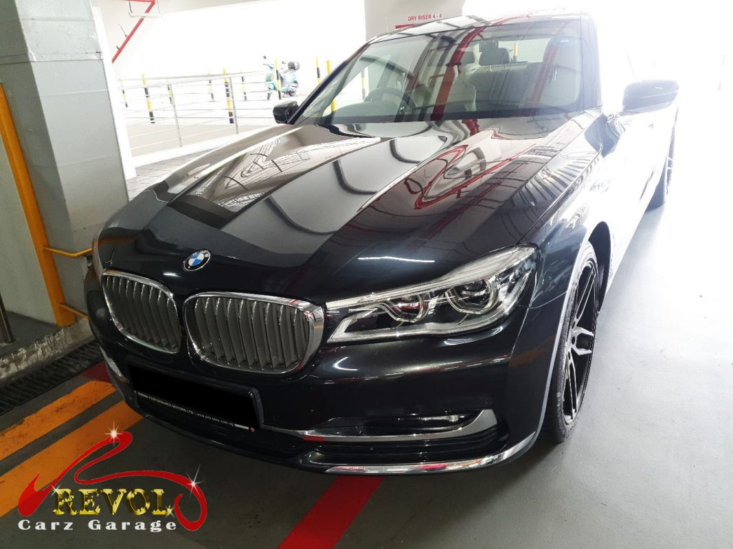BMW 730Li parked at the workshop, in for air suspension inspection.