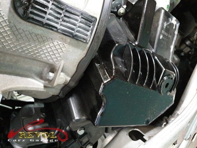 BMW 520i at the workshop, in for oil leak rectification.