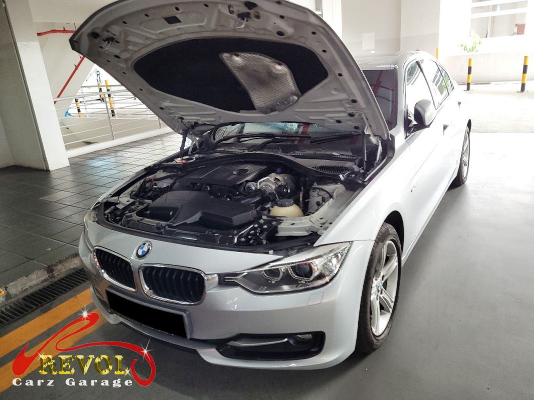 BMW 316i parked at the workshop, in for rear brake inspection.