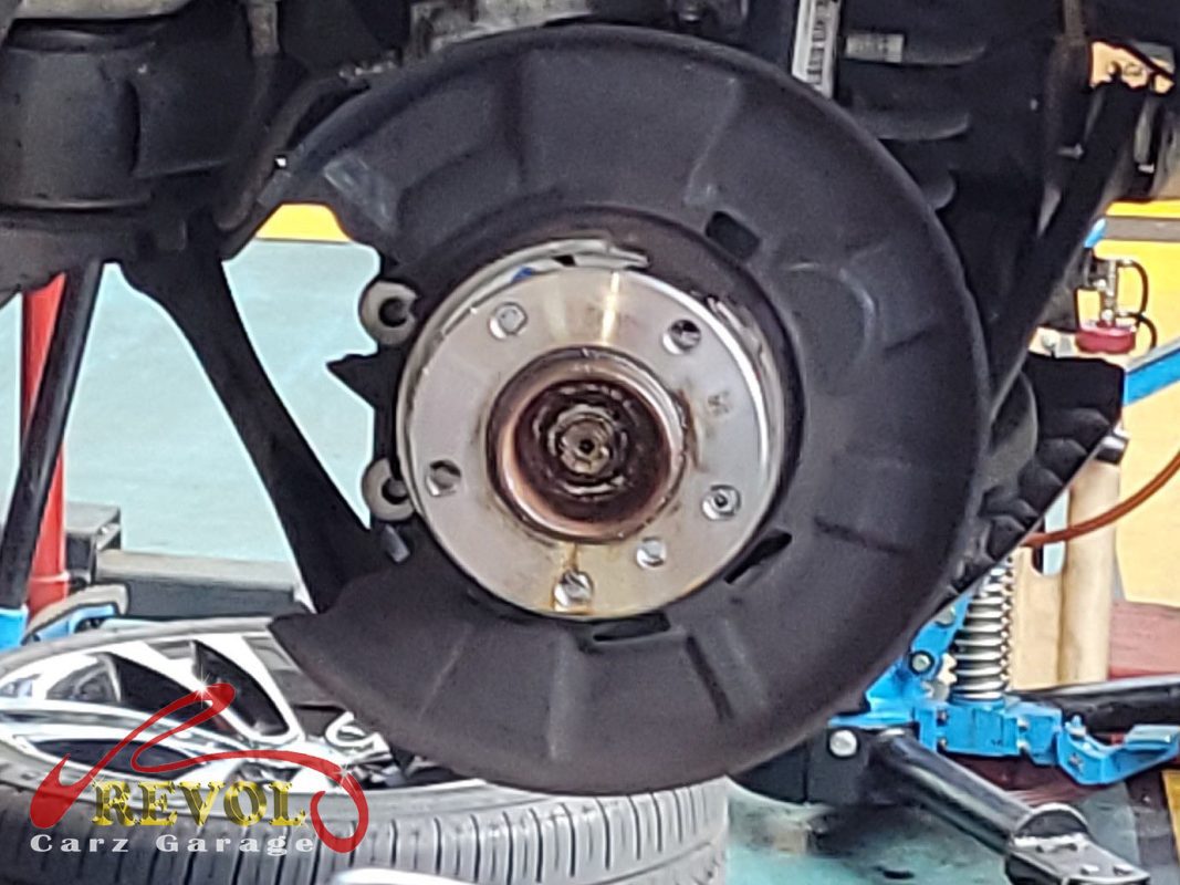 The brakes checked over on the lift.