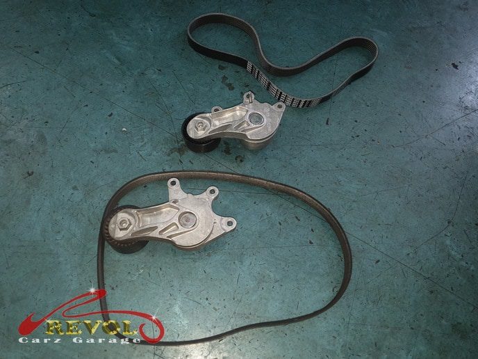 The old coolant pump removed from the engine.
