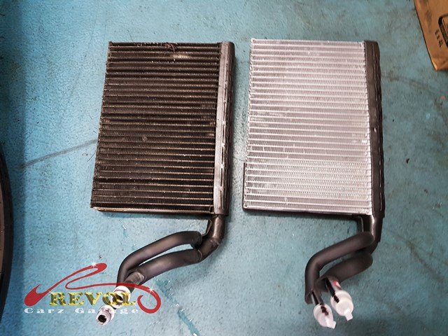 The leaking cooling coil removed from the heater box.