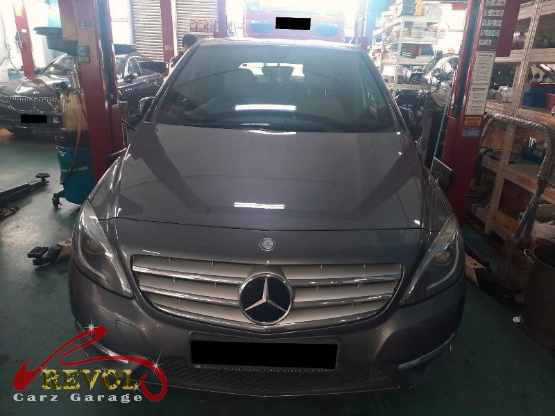 Mercedes-Benz A200 parked at the workshop for regular servicing.