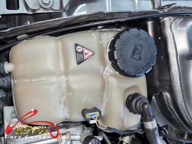 The old rear discs removed alongside the new genuine set.
