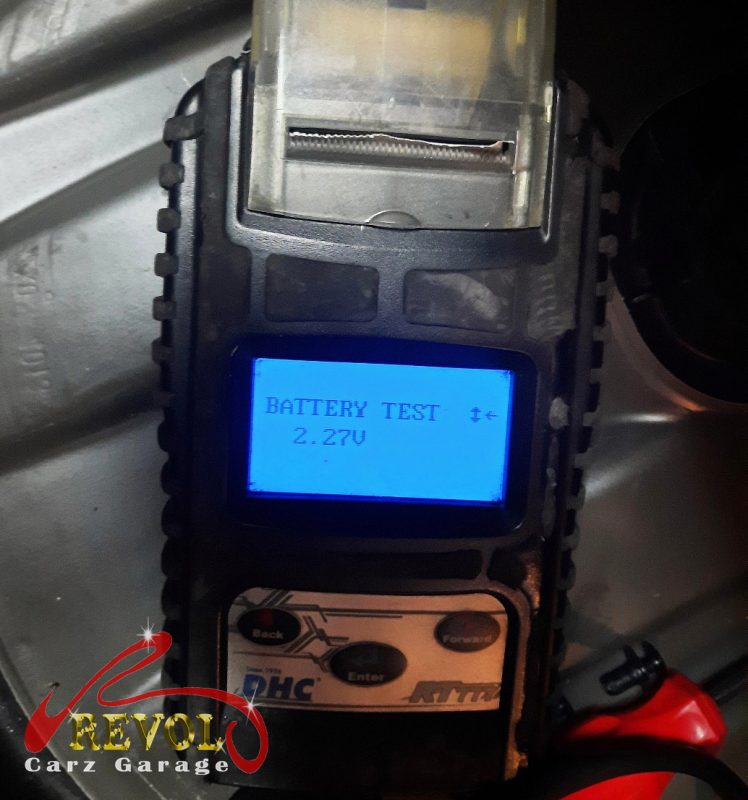 The old battery removed, at the end of its life.