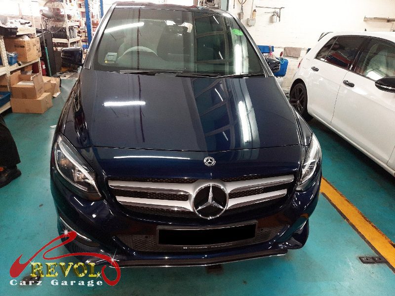 Mercedes-Benz B180 parked at the workshop for servicing.