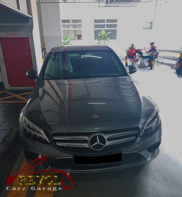 Mercedes-Benz C180 parked at the workshop, in for cooling system inspection.