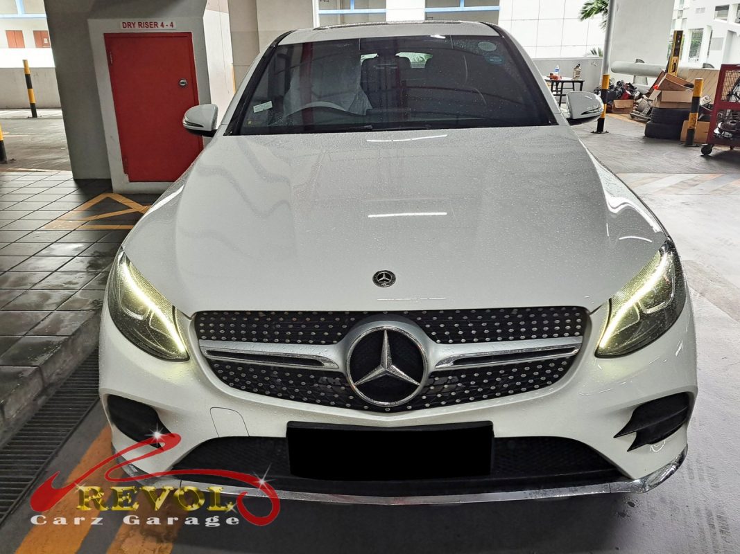 Mercedes-Benz GLC250 parked at the workshop, in for engine mount inspection.