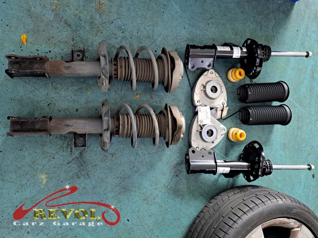The new Mercedes-spec front struts ready to fit.