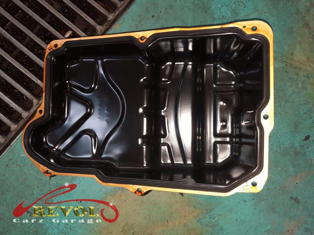 The gearbox refilled with dual-clutch fluid and the level set at temperature.