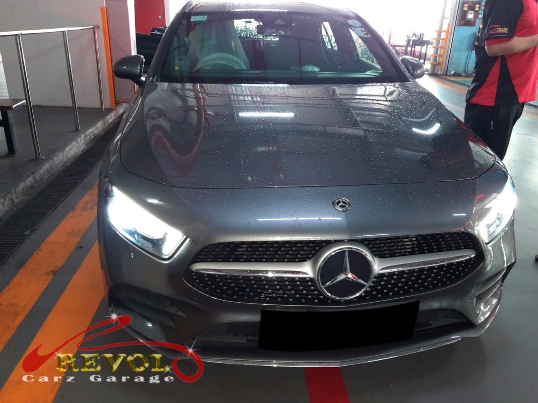 Mercedes-Benz A200 parked at the workshop for routine servicing.
