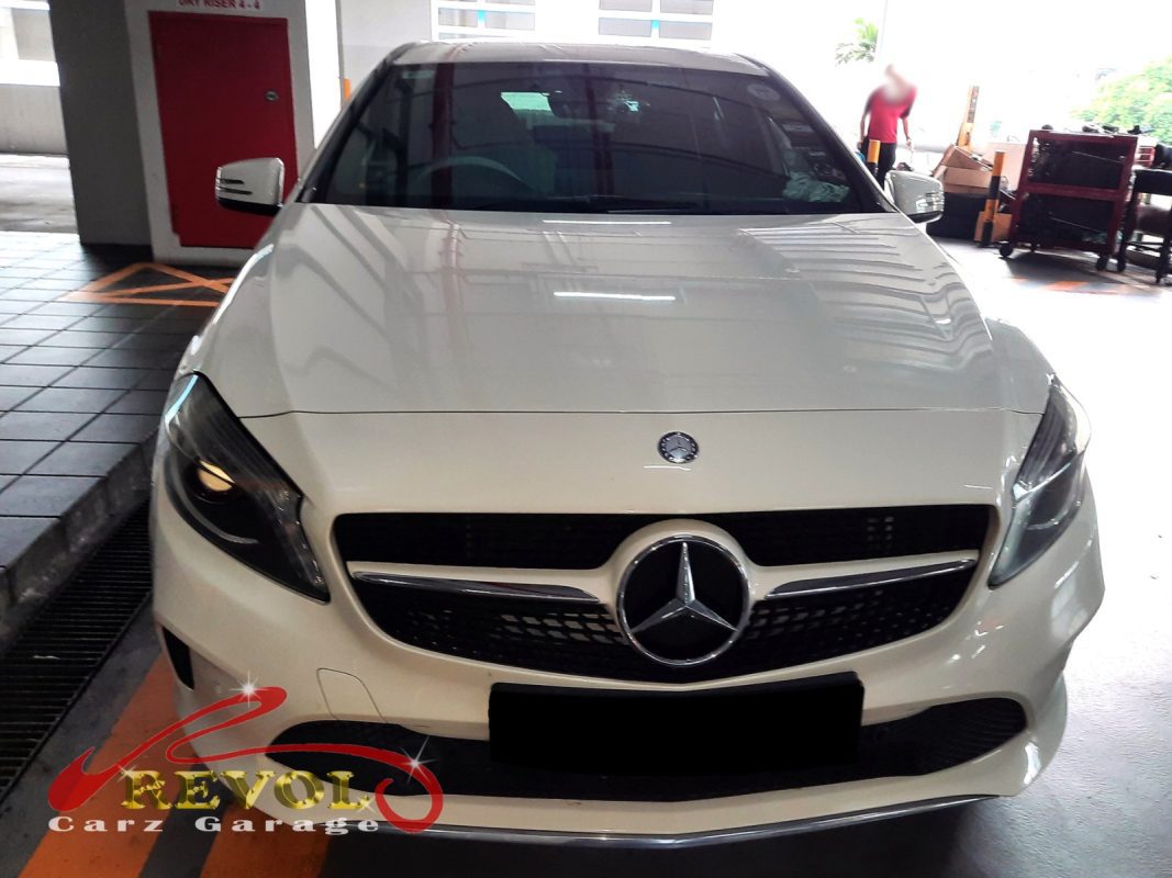 Mercedes-Benz A180 parked at the workshop, in for a charging system diagnosis.