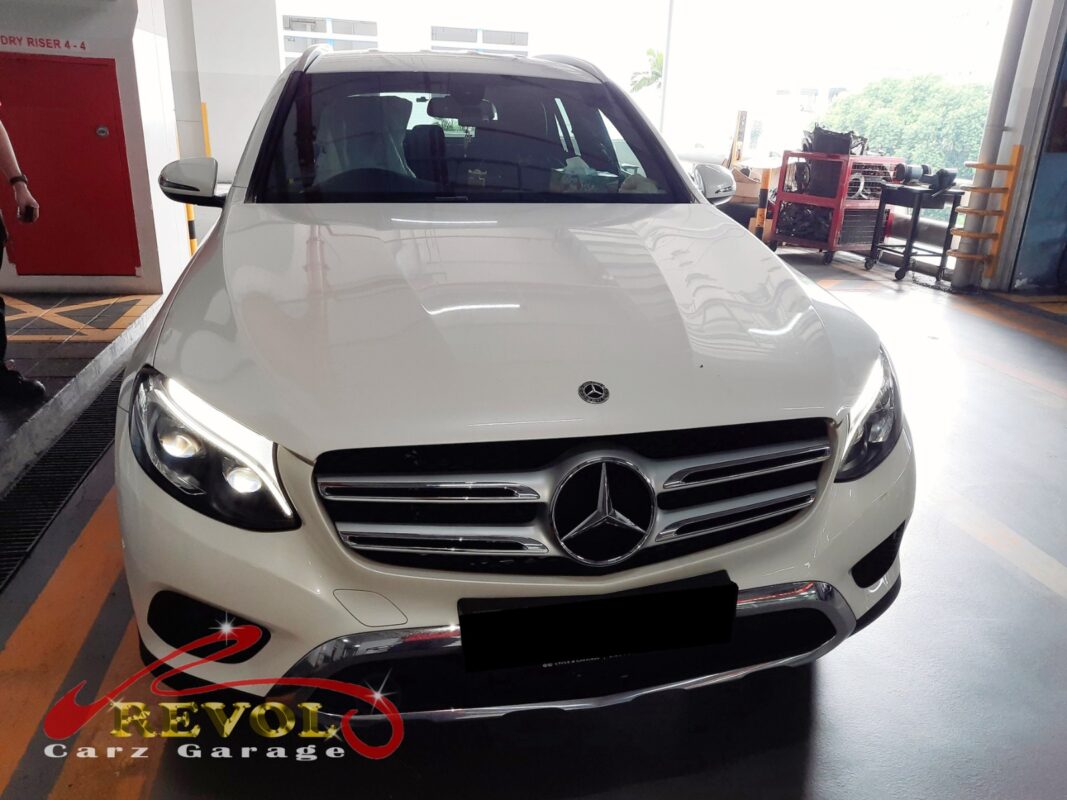 Mercedes-Benz GLC250 parked at the workshop, in for engine mount inspection.