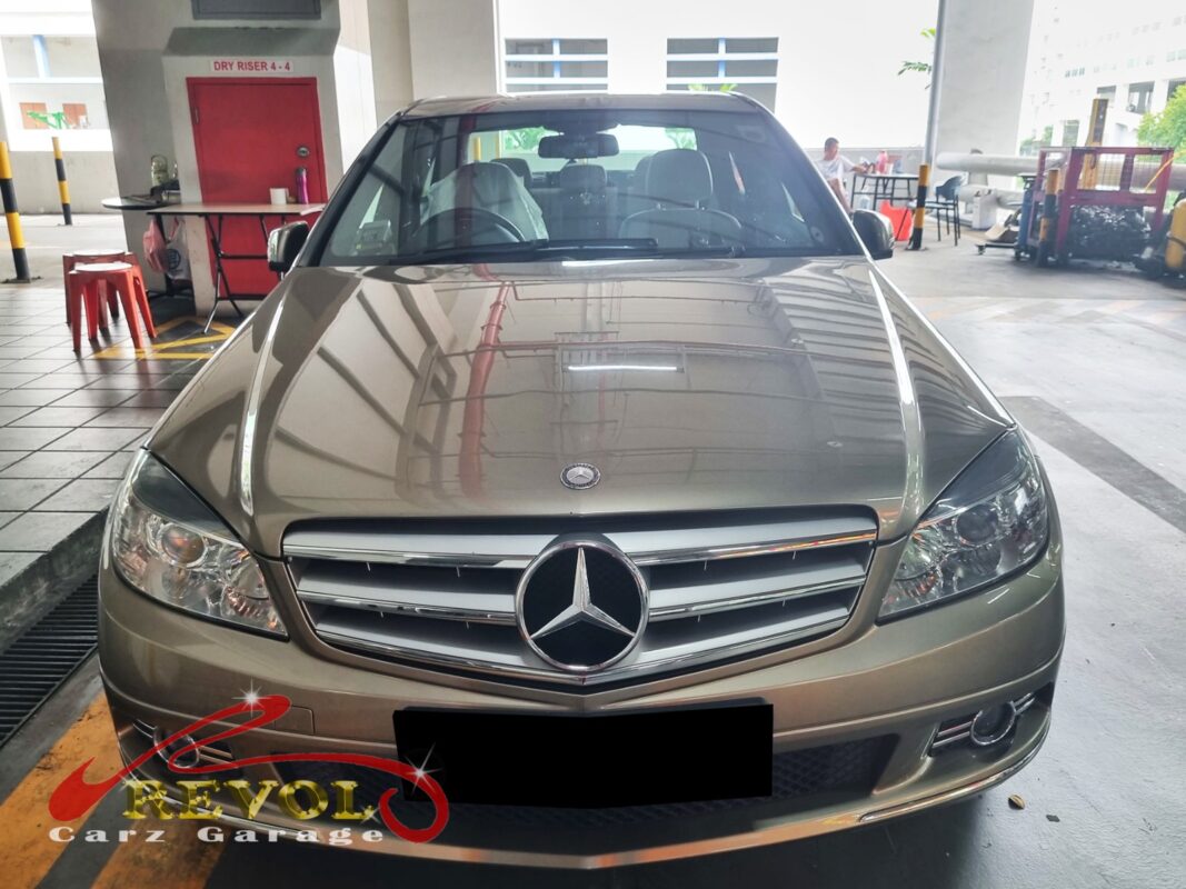 Mercedes-Benz C180 parked at the workshop, in for starter motor replacement.