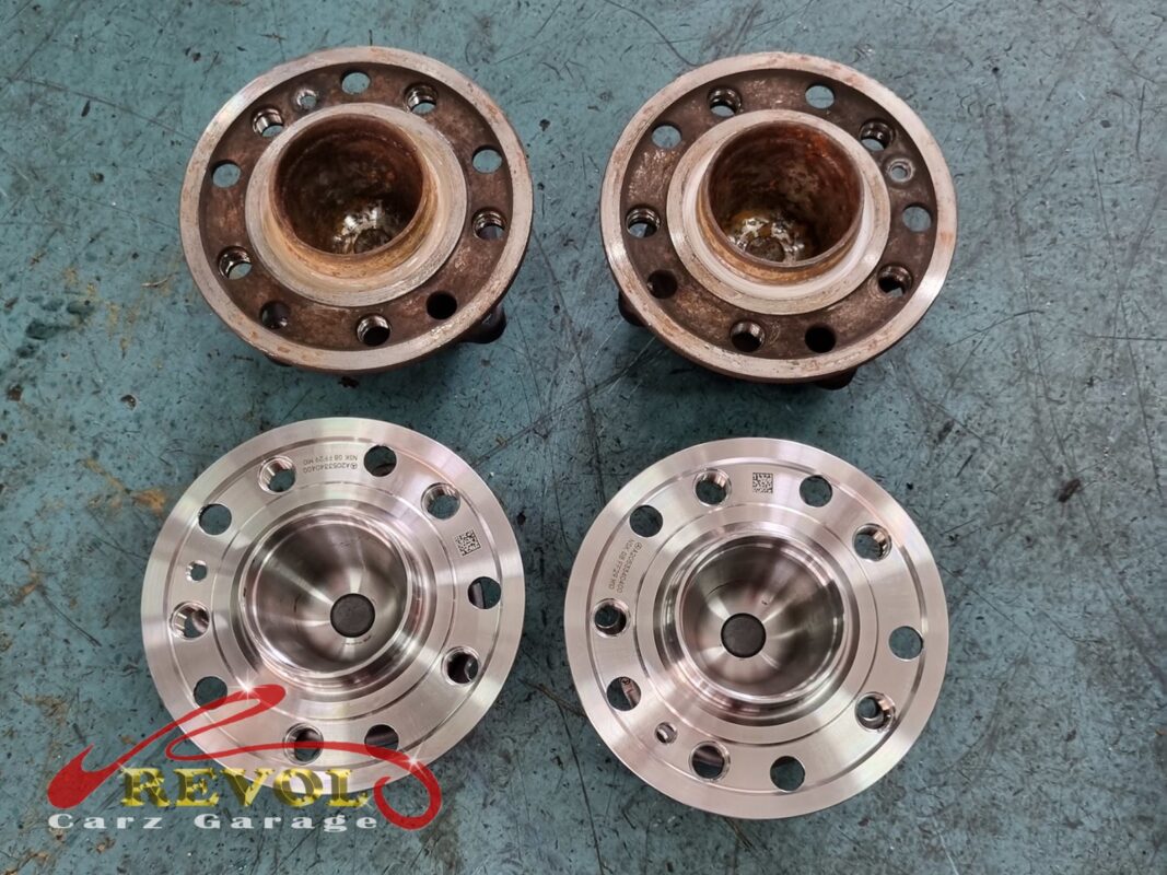 The old hub bearing assembly removed from the hub.