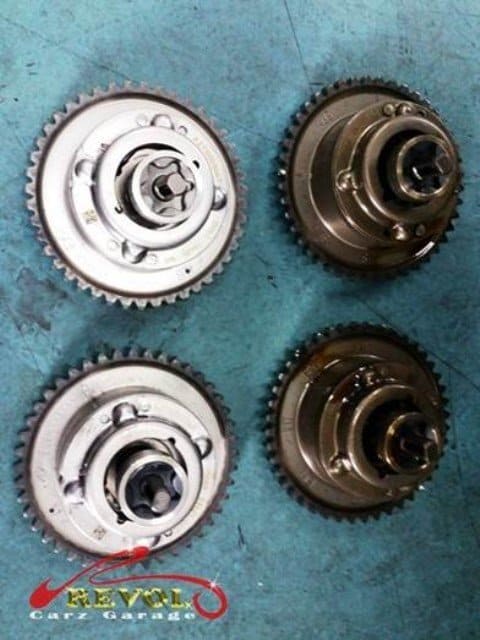 The worn timing gear sprockets identified as the culprit.