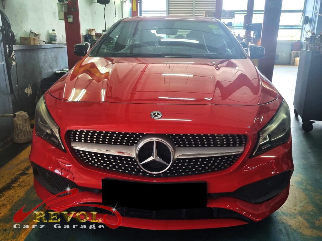 Mercedes-Benz CLA180 on the lift for an ATF set replacement.
