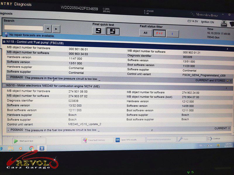 The live data showing the mass air flow sensor reading out of range.