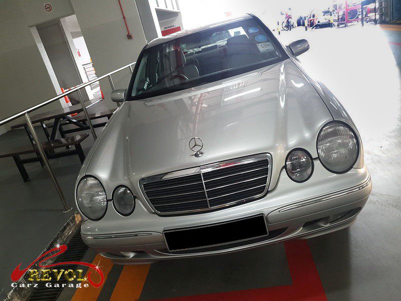 Mercedes-Benz E200 parked at the workshop, in for a throttle body diagnosis.