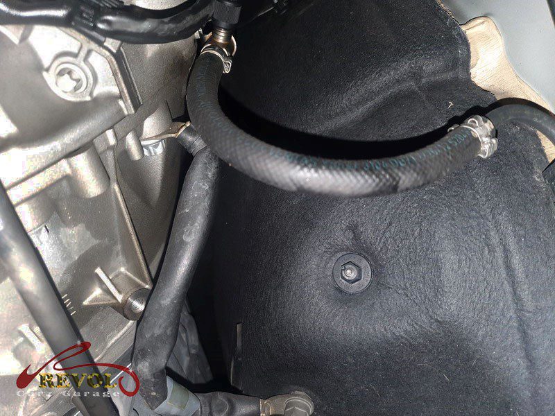 The perished fuel hose found, weeping a trace of petrol.