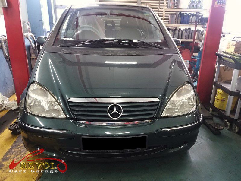 Mercedes-Benz A160 parked at the workshop, in for a door lock repair.