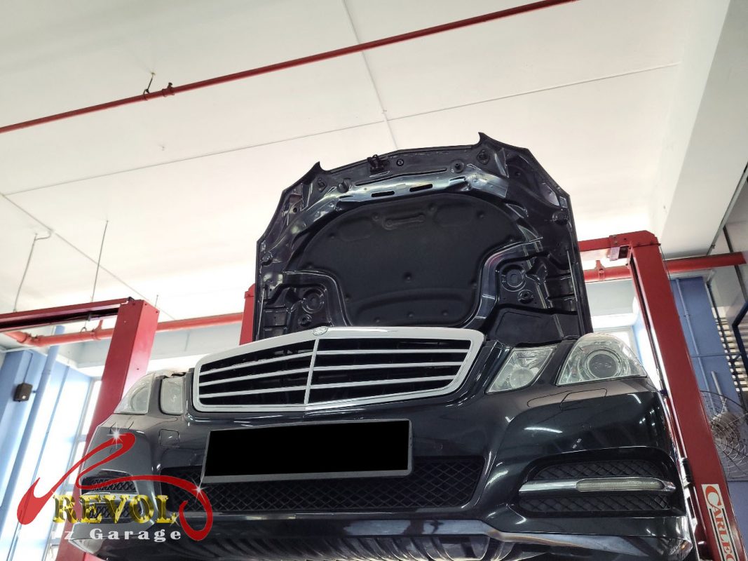 The engine oil and filter changed on the Mercedes-Benz E250.