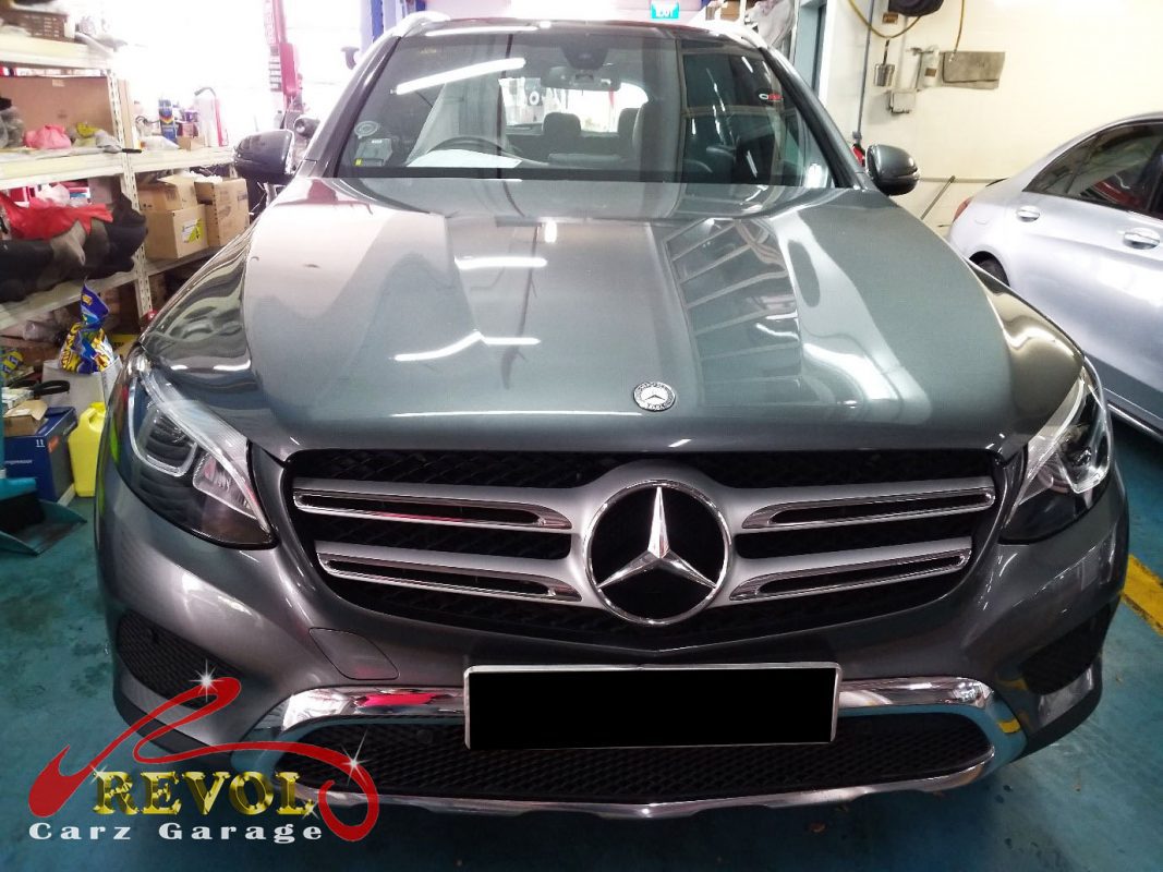 Mercedes-Benz GLC250 parked at the workshop for a full health check and service.
