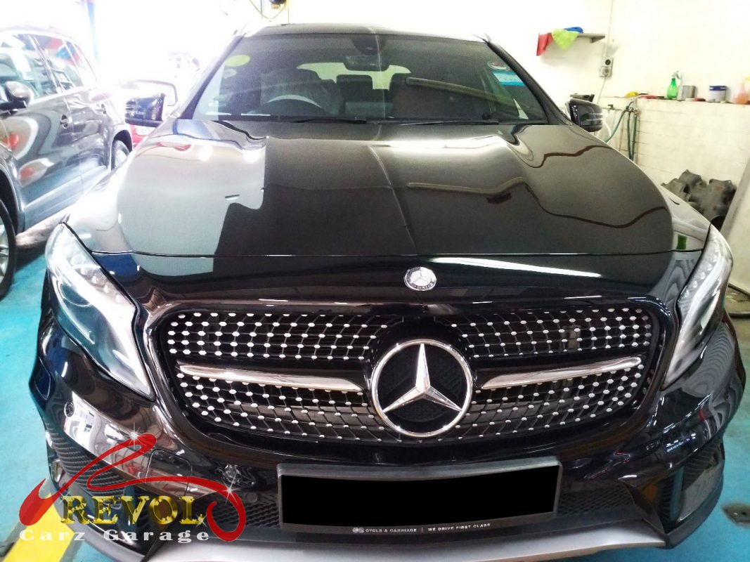 Mercedes-Benz GLA200 parked at the workshop, in for engine mount inspection.