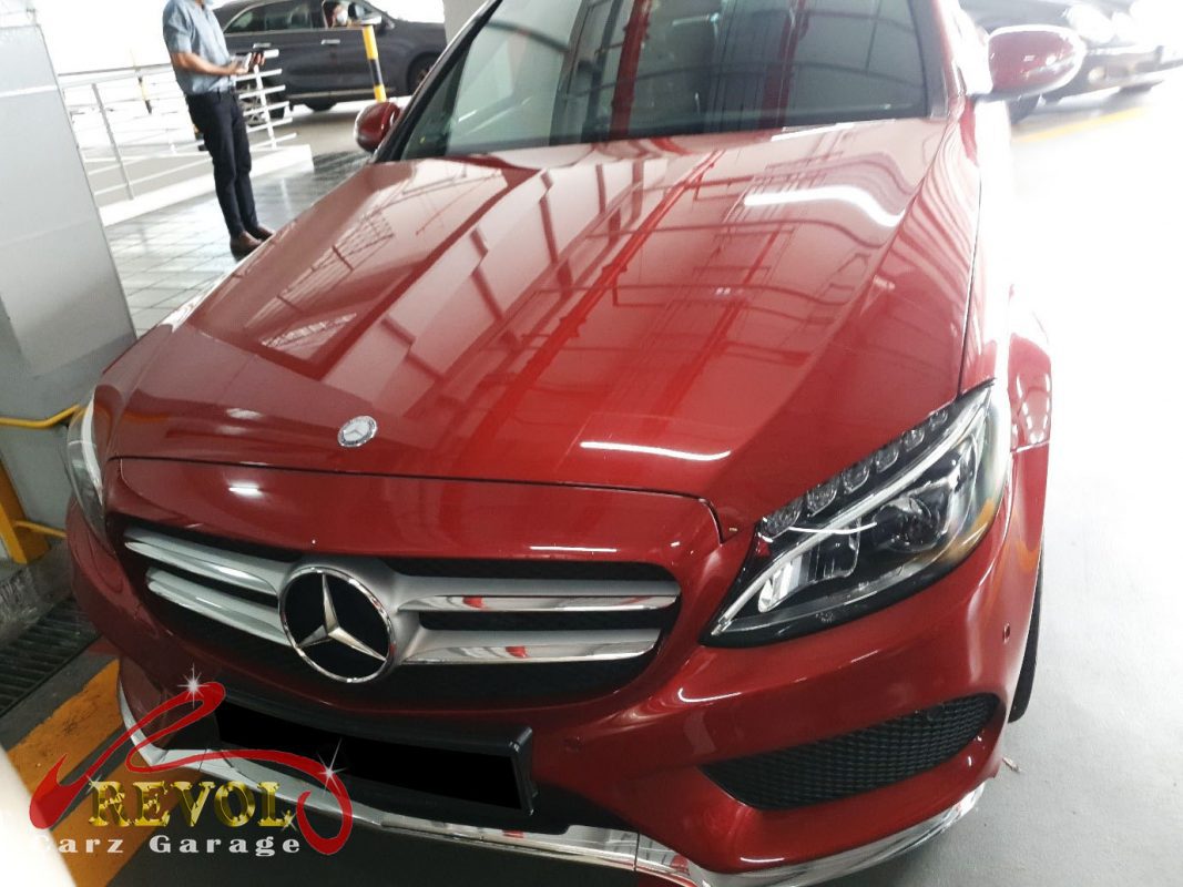 Mercedes-Benz C180 parked at the workshop for routine servicing.