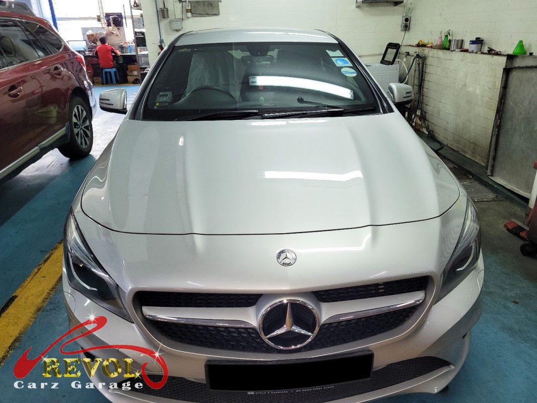 Mercedes-Benz CLA180 parked at the workshop, in for a misfire diagnosis.