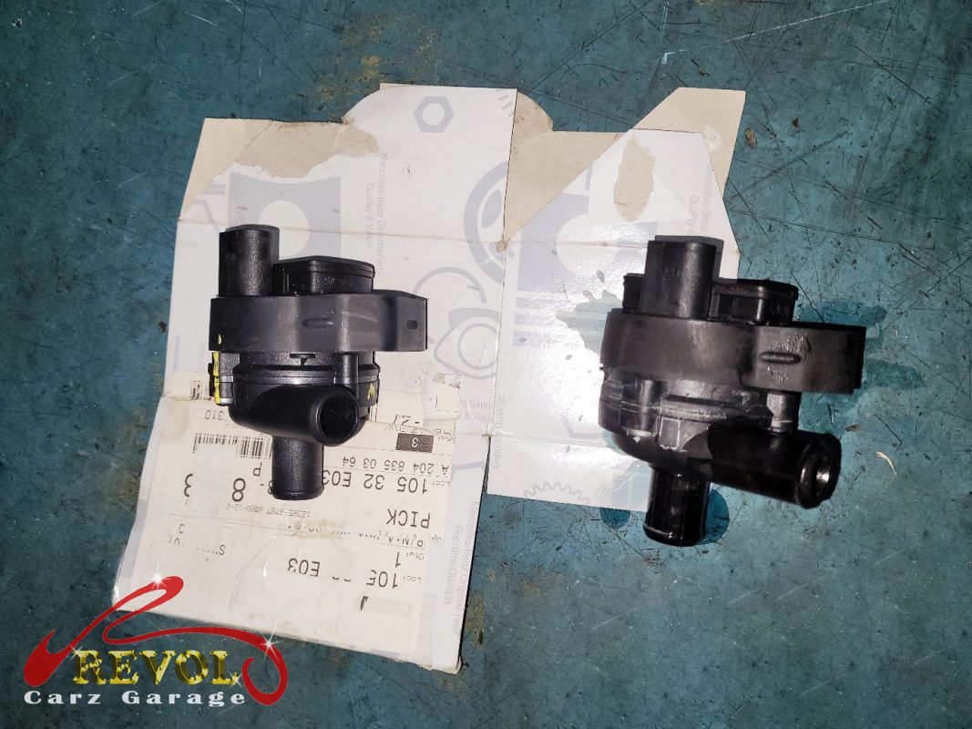 The new genuine Mercedes-spec coolant pump module ready to fit.