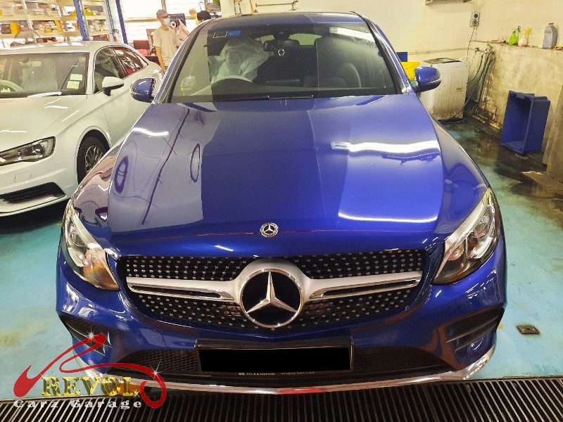 Mercedes-Benz GLC250 parked at the workshop, in for front brake inspection.
