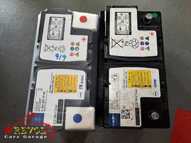 The new genuine Mercedes-spec AGM battery of the correct type ready to fit.