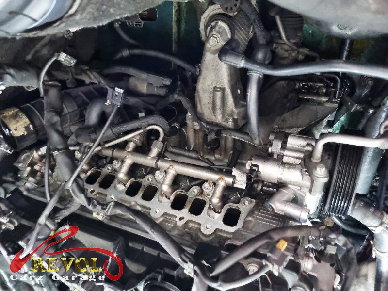 The cooling system checked on the Mercedes-Benz E250 with the engine running hot.