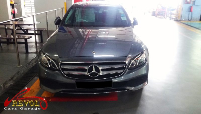 Mercedes-Benz E250 parked at the workshop, in for front suspension inspection.