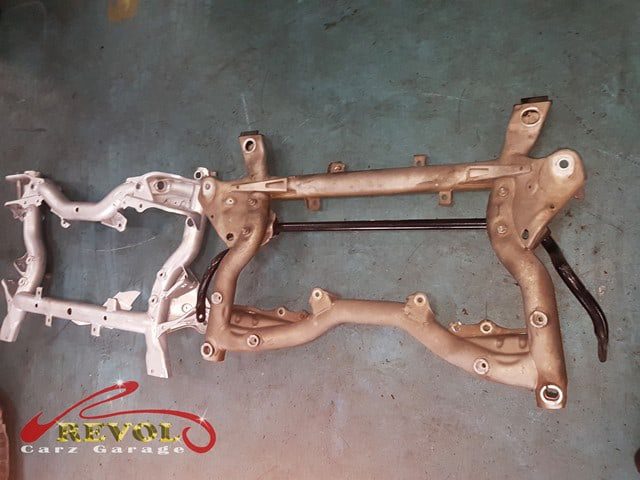 The front end checked thoroughly on the Mercedes-Benz to find the source of the knock.