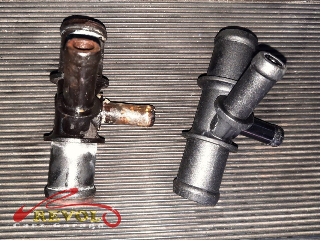 The new VW-spec coolant connector with fresh seal ready to fit.