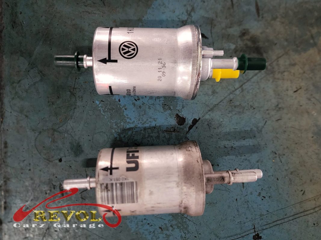 The new genuine VW-spec fuel filter ready to fit.