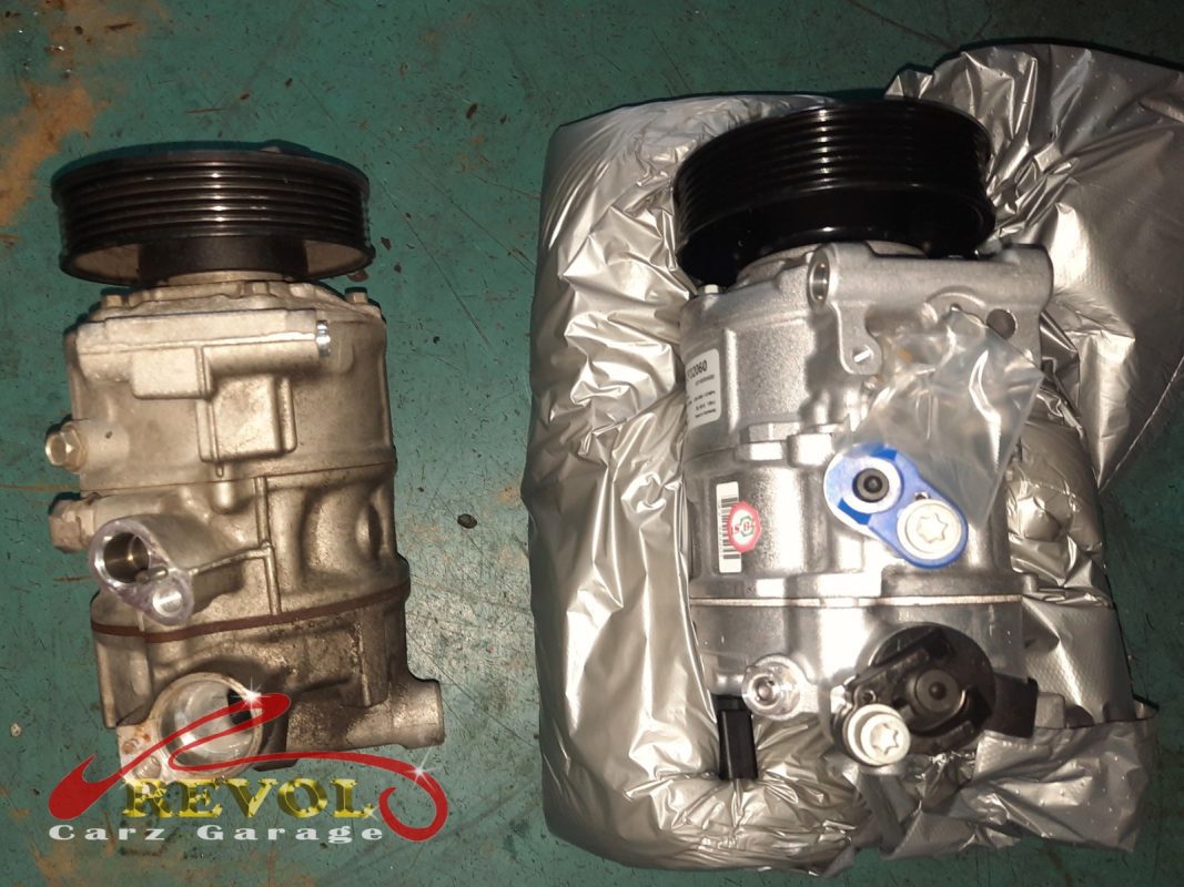 The new VW-spec compressor and receiver-drier ready to fit.