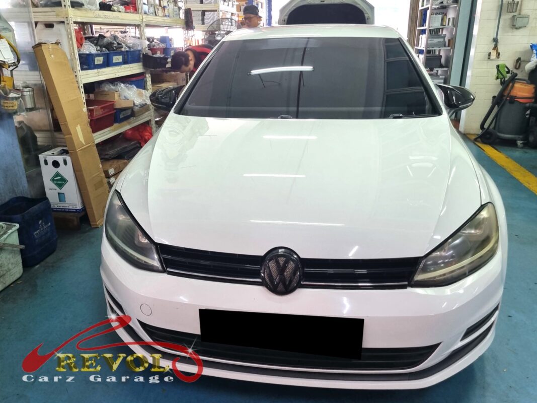 Volkswagen Golf parked at the workshop, in for misfire diagnosis.