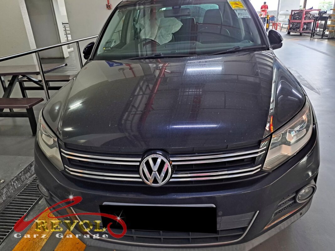 Volkswagen Tiguan parked at the workshop, in for aircon blower motor inspection.