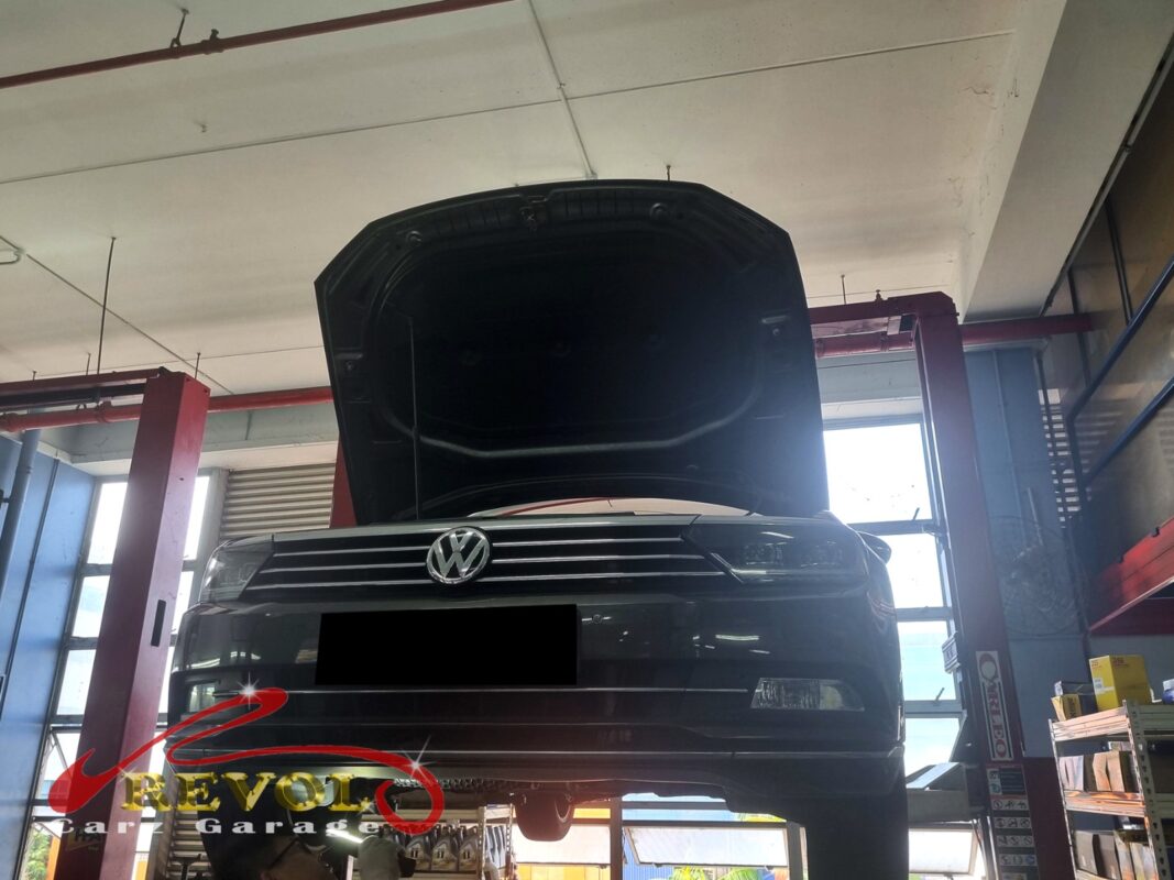 The cooling system checked on the Volkswagen Passat with the engine overheating.