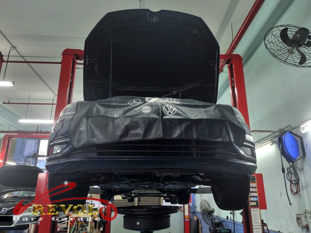 The engine oil and filter changed on the Volkswagen Golf.