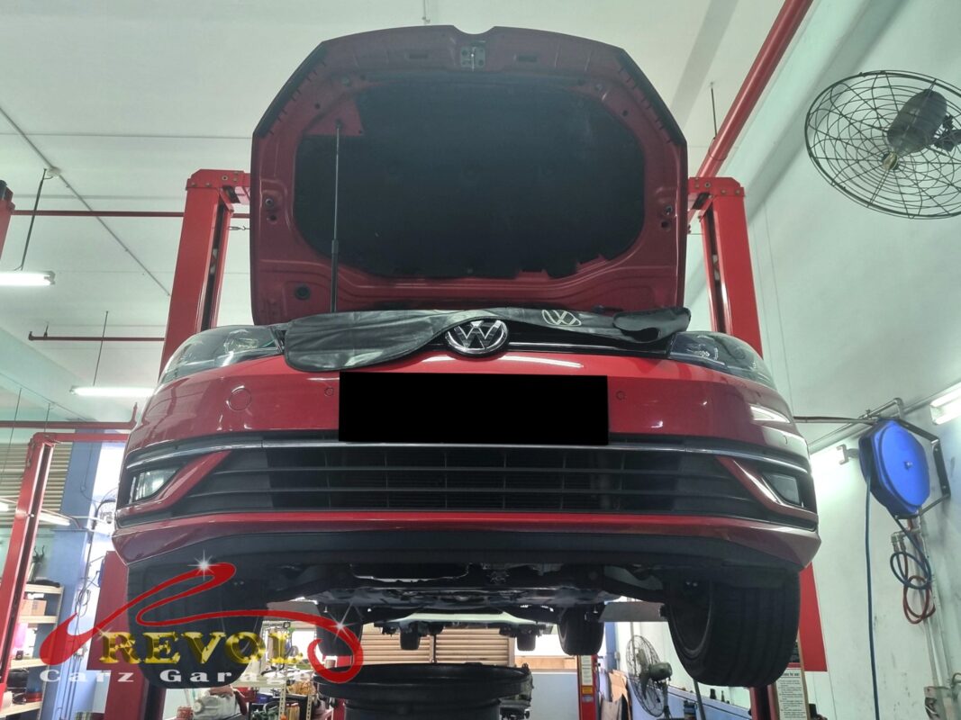 The engine oil and filter changed on the Volkswagen Golf.