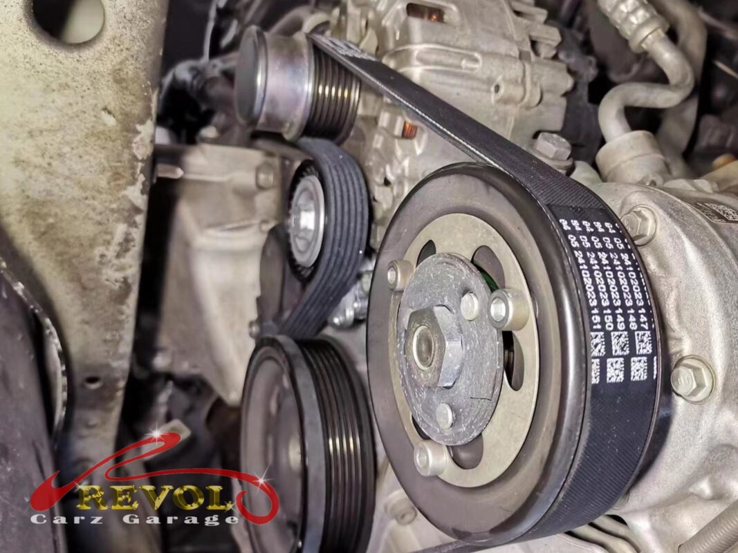 The new VW-spec belt and tensioner ready to fit.