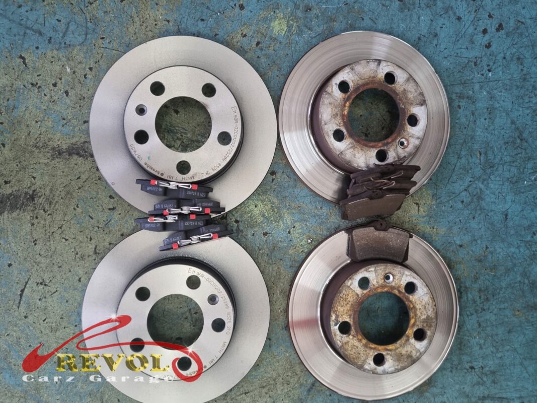 The new VW-spec rotors and pads ready to fit.