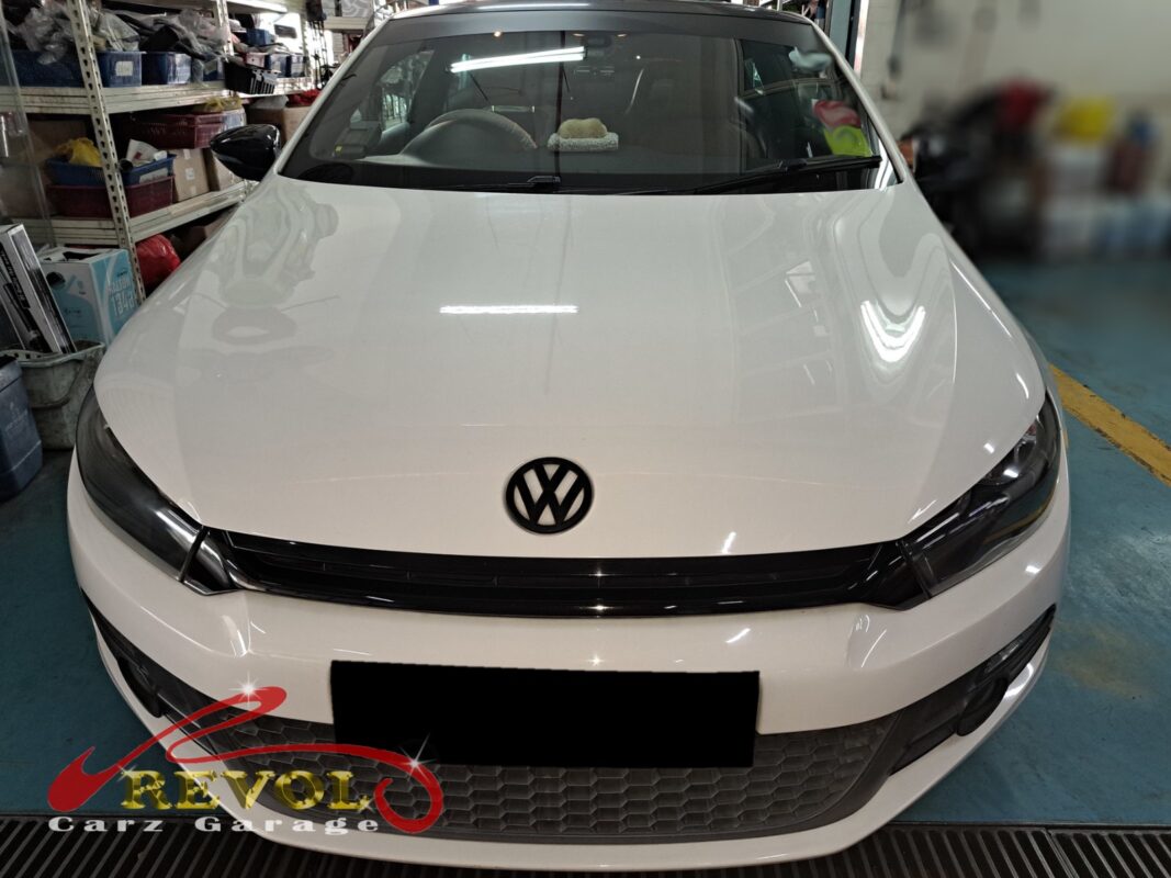 Volkswagen Scirocco parked at the workshop, in for washer system inspection.
